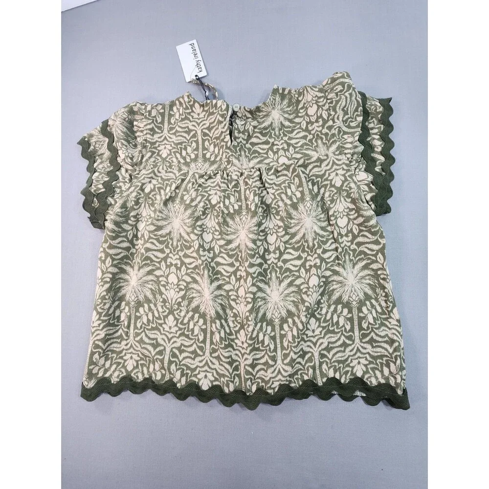 Kathy Ireland Women's Green Tropical Print Matching Lounge Set – Flutter Sleeve